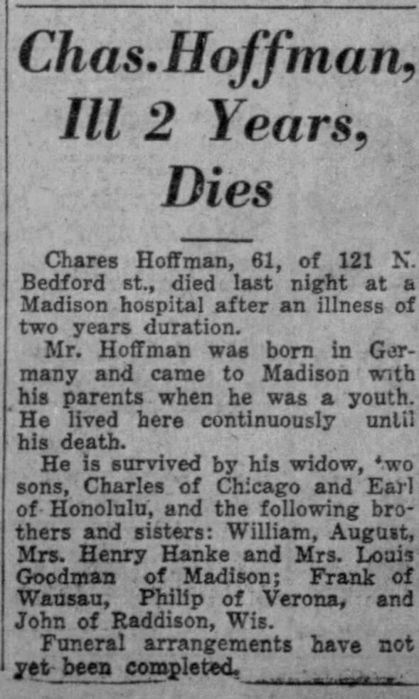 Obituary for Chas Hoffman (Aged 61)